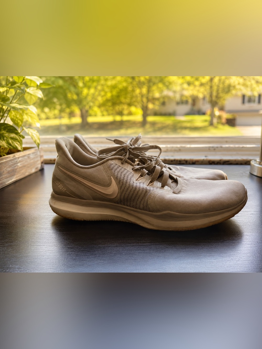 Nike Women's Beige Lace-Up Sneakers
